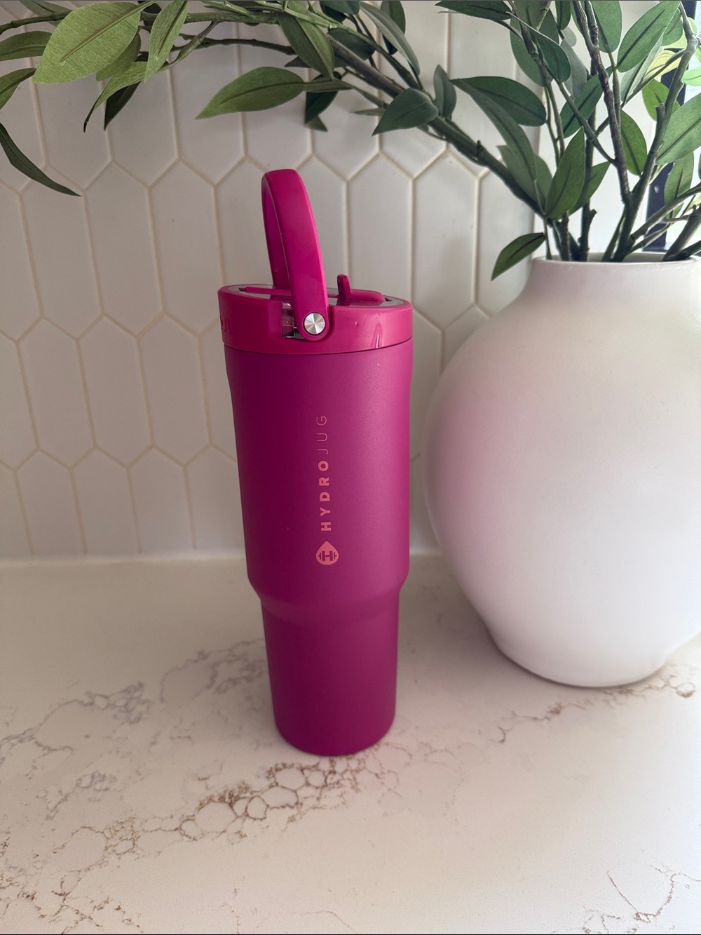 HydroJug Travel Tumbler with Flip Handle - Magenta Pink